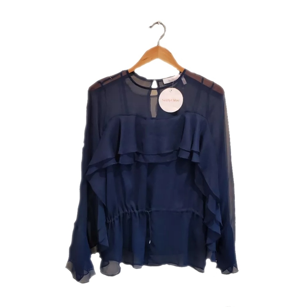 See by Chloe Tie Front Georgette blouse NWT